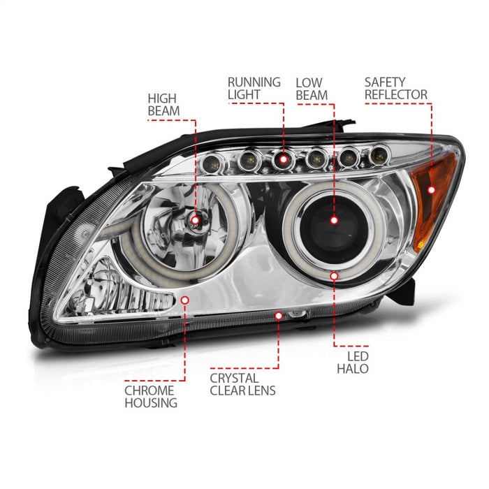 Phares de projecteur ANZO 2005-2010 Scion TC avec halo chromé (CCFL)