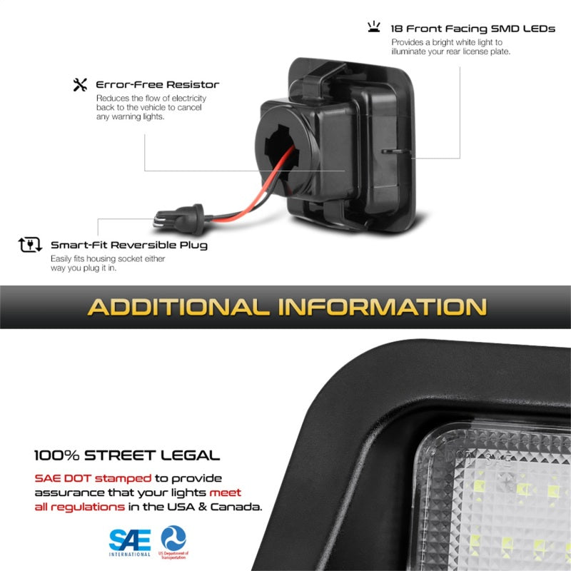 Xtune 05-18 Ford F150 T10 Connecteur LED Ensemble d'ampoule de plaque d'immatriculation Blanc 5500K LAC-LP-FF15015 -Paire
