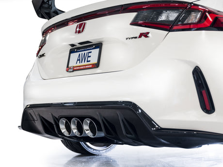 Échappement AWE Tuning 2023 Honda Civic Type R FL5 Touring Edition avec triple embouts chromés argentés