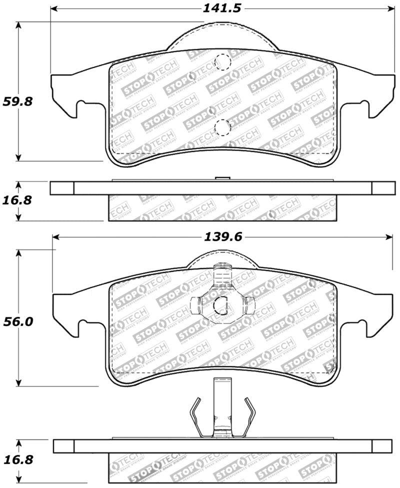 Plaquettes de frein sport StopTech avec cales et matériel