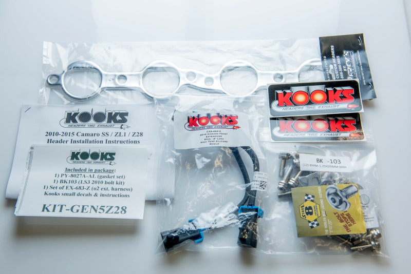 Kooks 2015 Chevy Camaro Z28 1 7/8 po x 3 po SS LT avec tuyaux de raccordement à cathéter vert