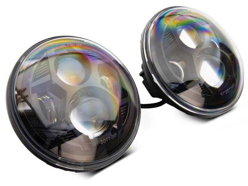 Phares à DEL Raxiom 07-18 Jeep Wrangler JK 7 pouces - Boîtier noir (lentille transparente)