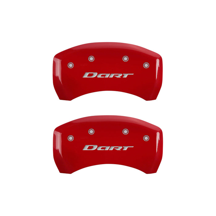 MGP 4 Caliper Covers Engraved Front & Rear With out stripes/Dart Red finish silver ch