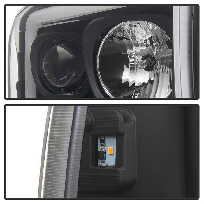 Phares de projecteur Spyder 99-04 Ford F250 Super Duty - Barre lumineuse - Noir PRO-YD-FF25099V2-LB-BK