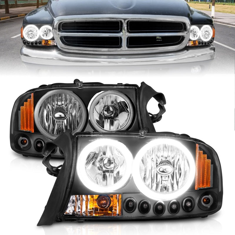 Phares ANZO 1997-2004 Dodge Dakota Crystal Noir 1 pièce