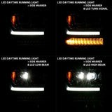 Phares de projecteur à LED ANZO 16-18 Chevrolet Silverado 1500 avec interrupteur de style planche chromé avec ambre