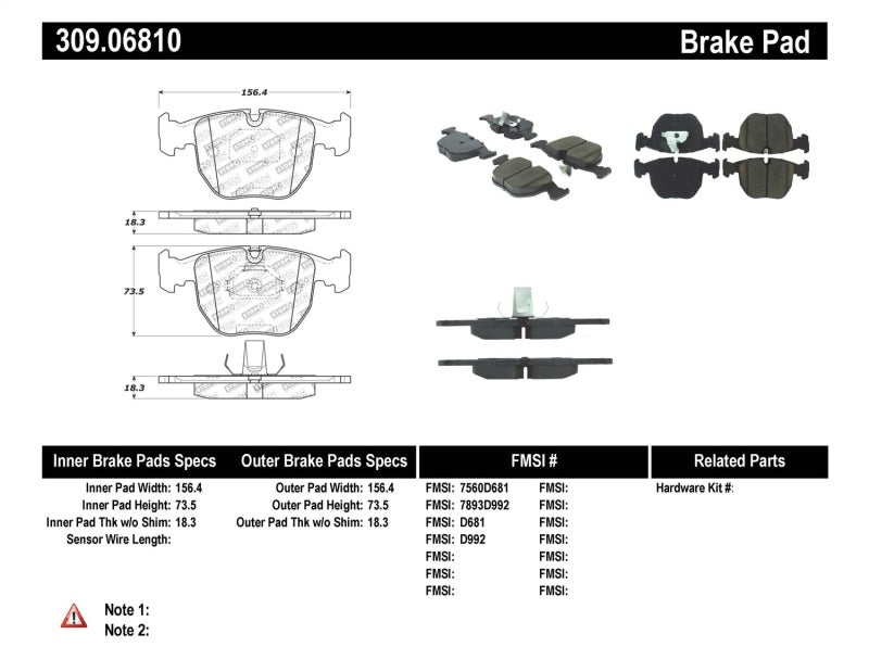 Plaquettes de frein avant StopTech Performance 00-04 BMW M5 E39 / 00-06 X5 / 03-05 Range Rover HSE