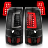 Feux arrière à LED ANZO 1999-2002 Chevy Silverado 1500 style planche noir avec lentille transparente