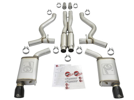 aFe MACHForce XP 3 pouces 304 SS Loud Tone Cat-Back avec embouts noirs 15-17 Ford Mustang V6-3,7 L/V8-5,0 L