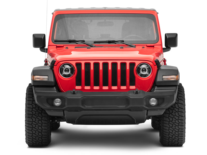 Phares à LED Raxiom 18-22 Jeep Wrangler JL/JT 9 pouces avec DRL et halo - Boîtier noir (lentille transparente)