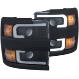 Phares de projecteur ANZO 15-17 Chevrolet Silverado 2500HD / 3500HD Noir avec bordure noire