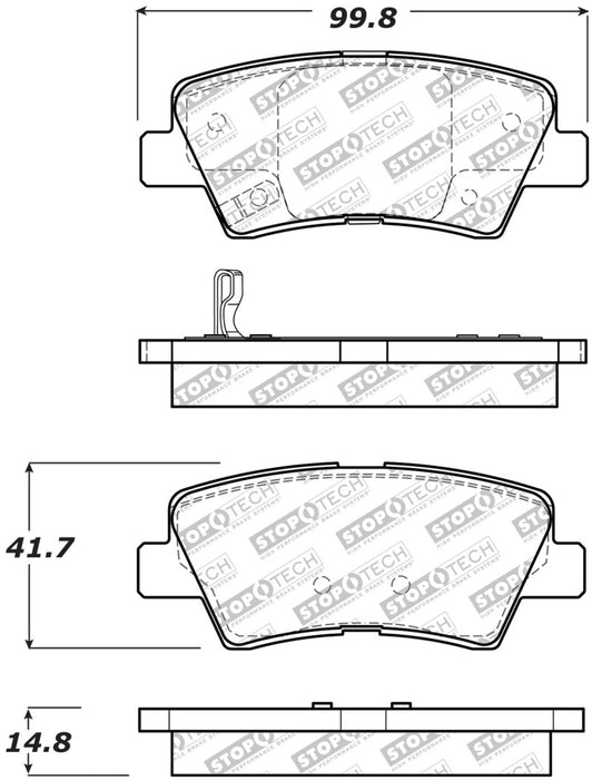 Plaquettes de frein arrière StopTech pour Hyundai Sonata Street Select 09-15