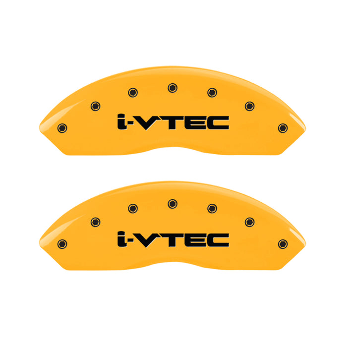 MGP 4 Caliper Covers Engraved F & R I-Vtec Yellow Finish Black Char 2010 Honda Accord Crosstour