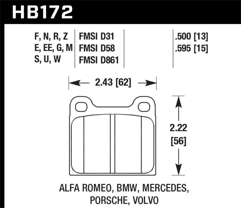 Plaquettes de frein avant Hawk 77-79 Alfa Romeo Sprint HPS 5.0