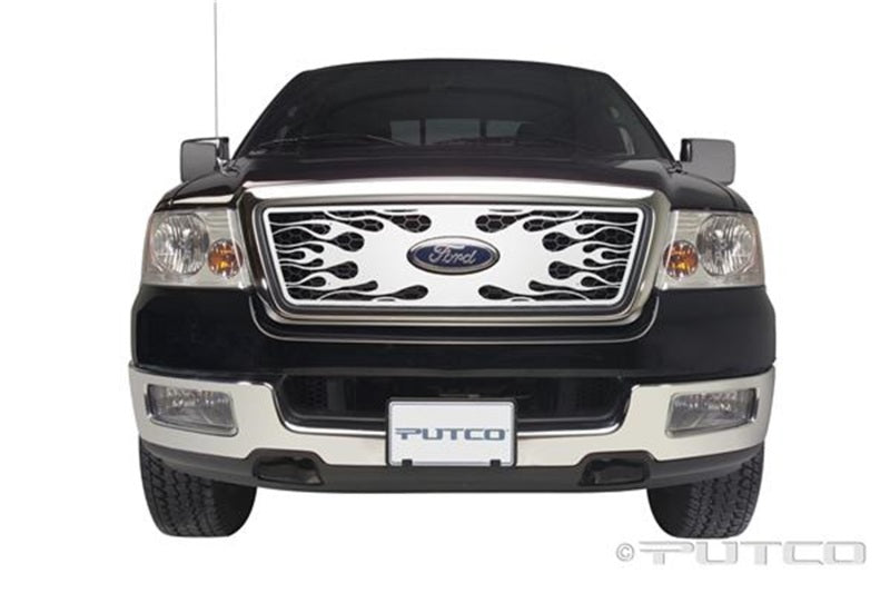 Putco 04-08 Ford F-150 (calandre en nid d'abeille) avec découpe de logo Calandre en acier inoxydable Flaming Inferno