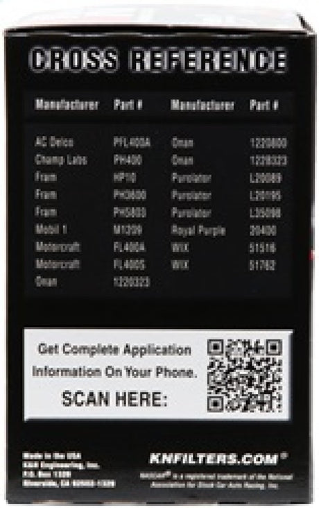 Filtre à huile K&amp;N pour Ford/Lincoln/Mercury/Mazda/Chrysler/Dodge/Jeep/Jaguar 3 pouces de diamètre extérieur x 5,063 pouces de hauteur