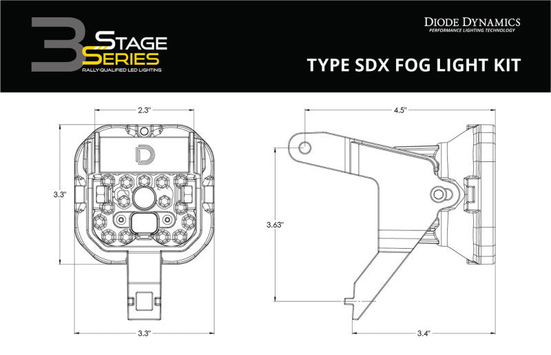 Diode Dynamics SS3 Type SDX LED Fog Light Kit Sport - White SAE Fog