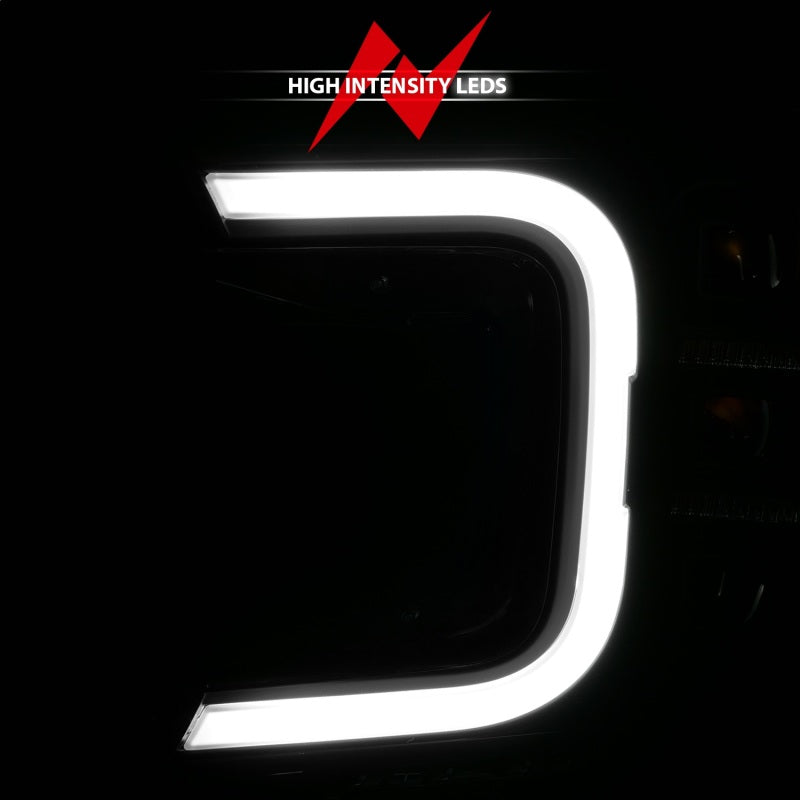 Phares de style barre de fumée à projecteur LED complet Anzo 18-20 Ford F-150 noir ambre