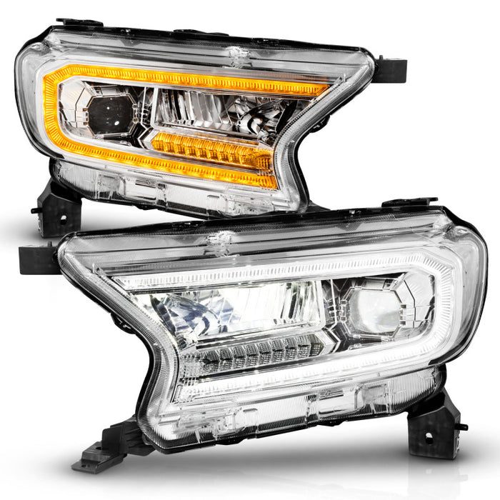 Phares de projecteur à LED ANZO 19-23 Ford Ranger avec allumage et séquentiel - Chrome