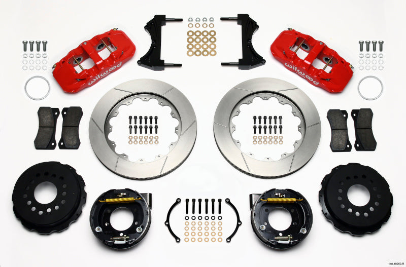 Kit de freins arrière P-Brake Wilwood AERO4 14,00 pouces rouge Mustang 2005-2014