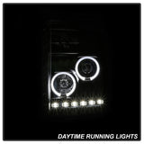 Phares de projecteur Spyder Ford Super Duty 11-16 LEDHalo DRL tout noir PRO-YD-FS11-HL-BKV2