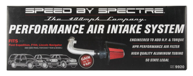 Kit d'admission d'air Spectre 97-03 Ford Expedition V8-4.6/5.4LF/I - Poli avec filtre rouge