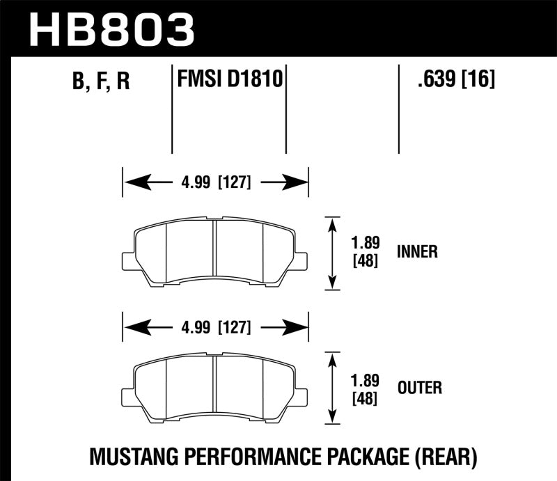 Plaquettes de frein arrière Brembo HPS 5.0 pour Ford Mustang 16-17 Hawk