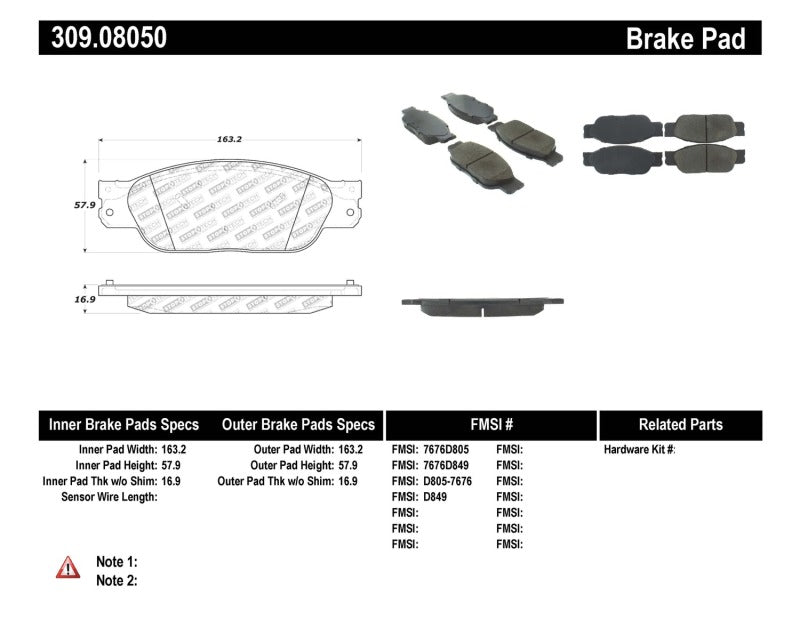 Plaquettes de frein StopTech Performance