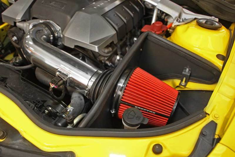 Kit d'admission d'air Spectre 10-12 Chevy Camaro V8-6.2LF/I - Anodisé transparent avec filtre rouge