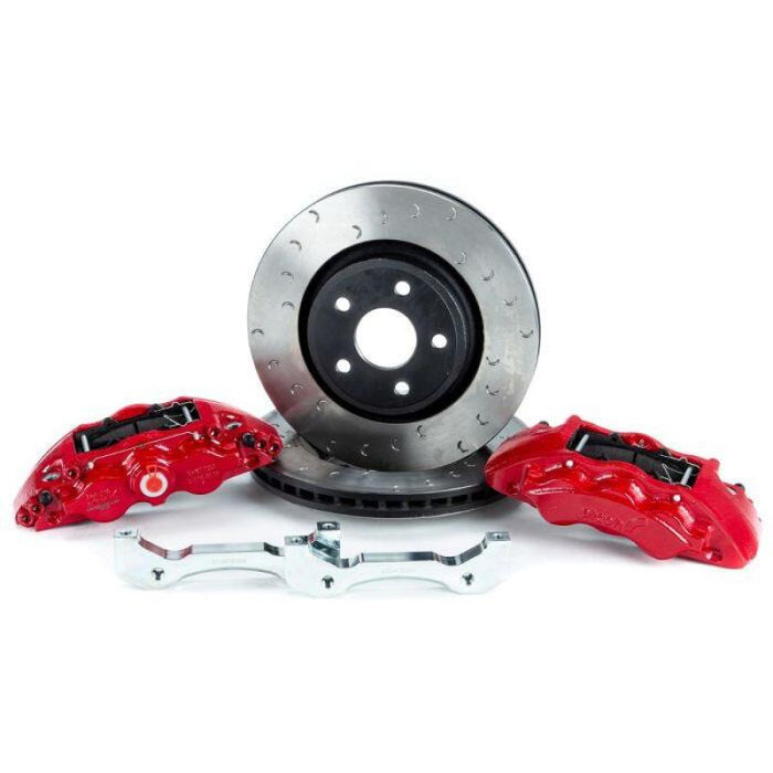 Kit de mise à niveau de frein avant Alcon 2018+ Jeep JL 350x32mm Rotors 6 pistons étriers rouges