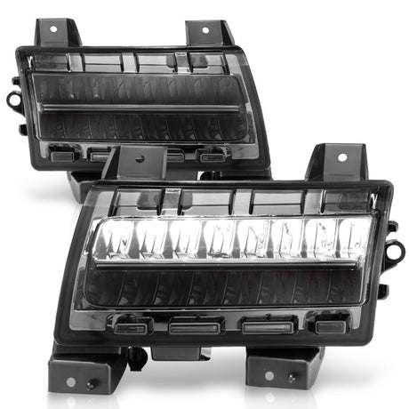 Marqueurs latéraux à LED ANZO 2018-2021 Jeep Wrangler, boîtier chromé, lentille fumée avec ampoule de signalisation Seq. Sport