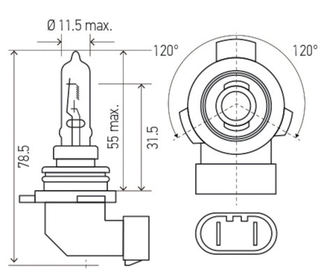 Ampoule Hella 9012LL/HIR2 12V 55W PX22d