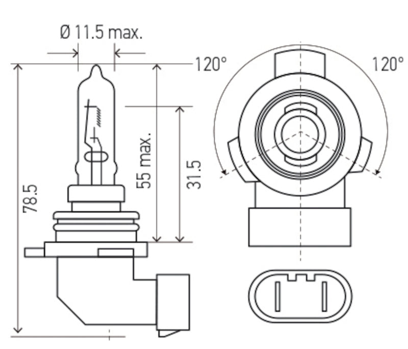 Hella Bulb 9012LL/HIR2 12V 55W PX22d