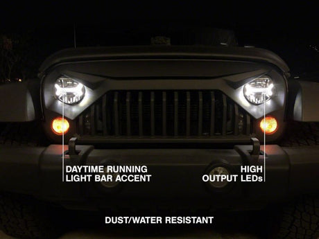 Phares de projecteur à LED Raxiom07-18 Jeep Wrangler JK - Boîtier chromé (lentille transparente)