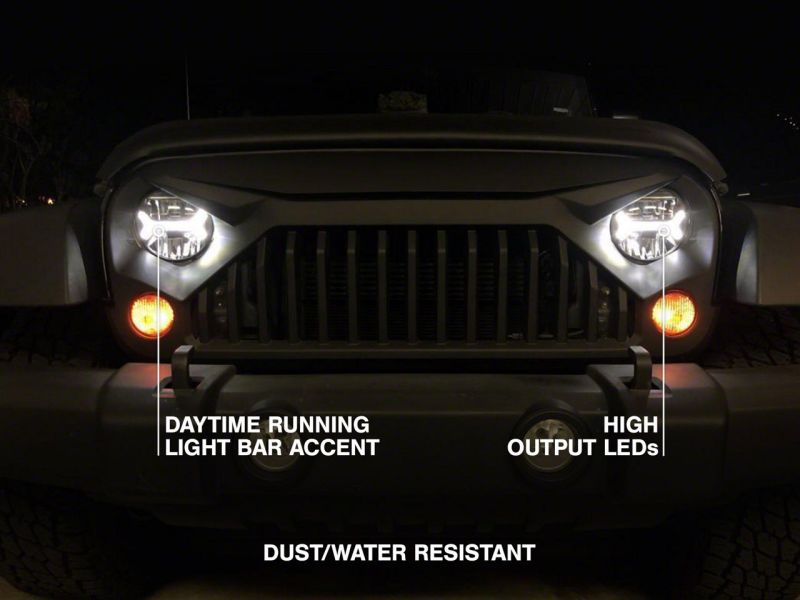 Phares de projecteur à LED Raxiom07-18 Jeep Wrangler JK - Boîtier chromé (lentille transparente)