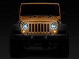 Phares à LED axiaux Raxiom 97-18 Jeep Wrangler TJ/JK 7 pouces avec DRL - Boîtier noir (lentille transparente)