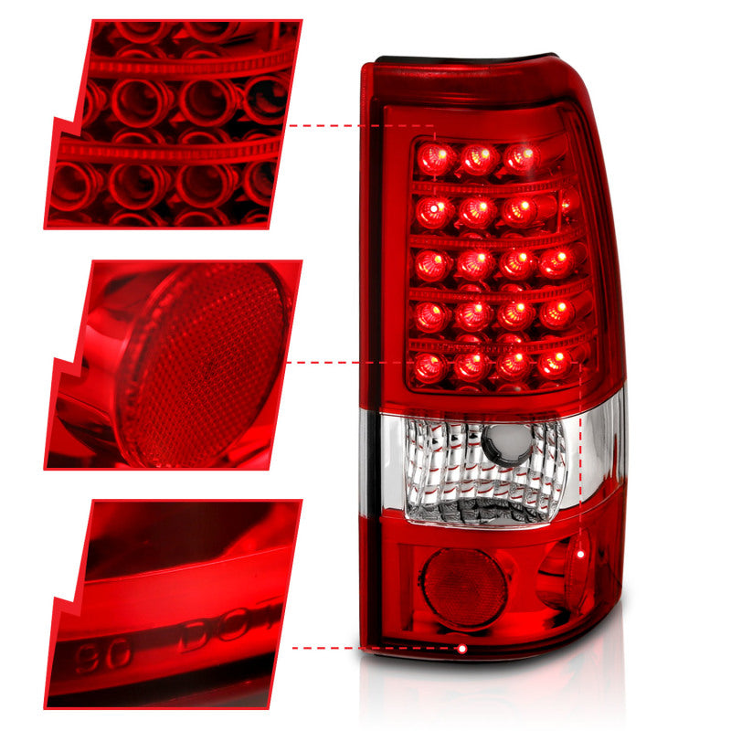 Feux arrière à LED ANZO 1999-2007 Chevrolet Silverado 1500 Rouge/Clair