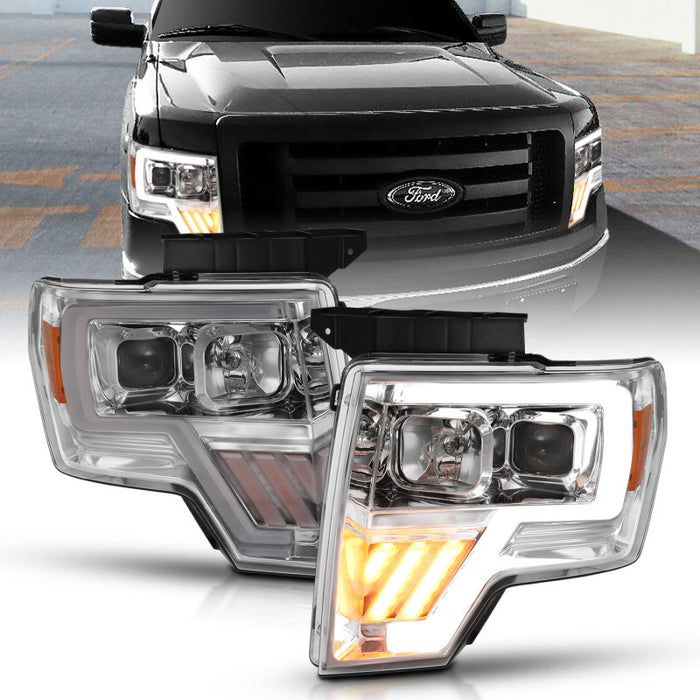 ANZO 2009-2014 Ford F-150 Phare de projecteur Chrome Ambre