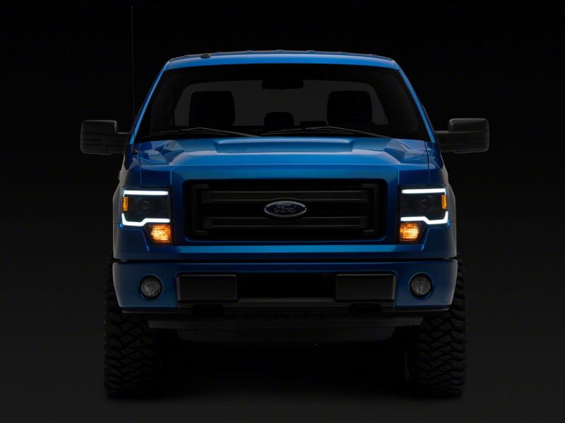 Phares de projecteur Raxiom 09-14 Ford F-150 Axial Series avec barre lumineuse à LED - Boîtier noir (lentille transparente)