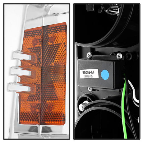 Phares de projecteur Spyder Chevy Silverado 2014-16 2500 HD avec barre lumineuse DRL Chrm PRO-YD-CSHD14-LBDRL-C