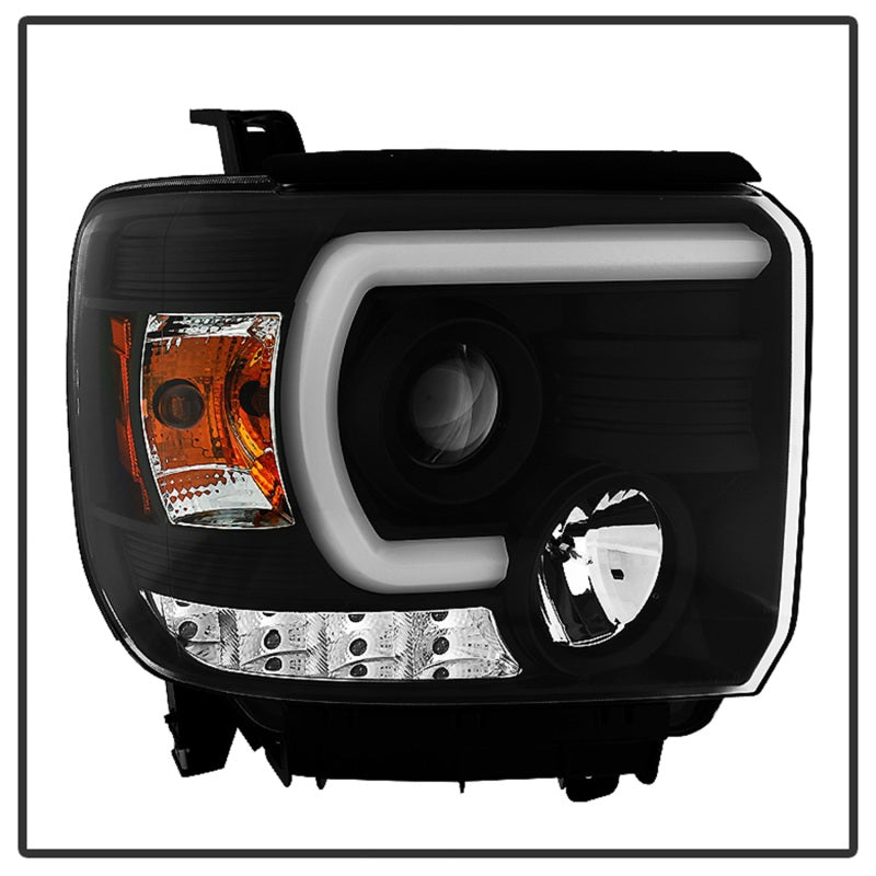 Phares de projecteur Spyder GMC Sierra 14-16 Barre lumineuse DRL Blk PRO-YD-GS14V2-LBDRL-BK