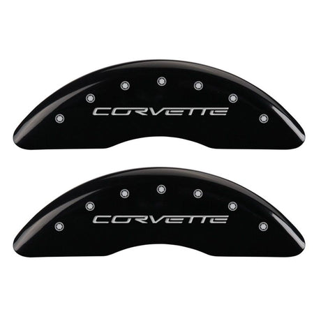 Couvre-étriers MGP 4 gravés à l'avant C6/Corvette gravés à l'arrière C6/Z06 finition noire argent ch