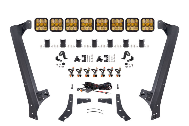 Pare-brise Diode Dynamics Jeep JK SS5 Sport CrossLink - Kit de barre lumineuse combo jaune