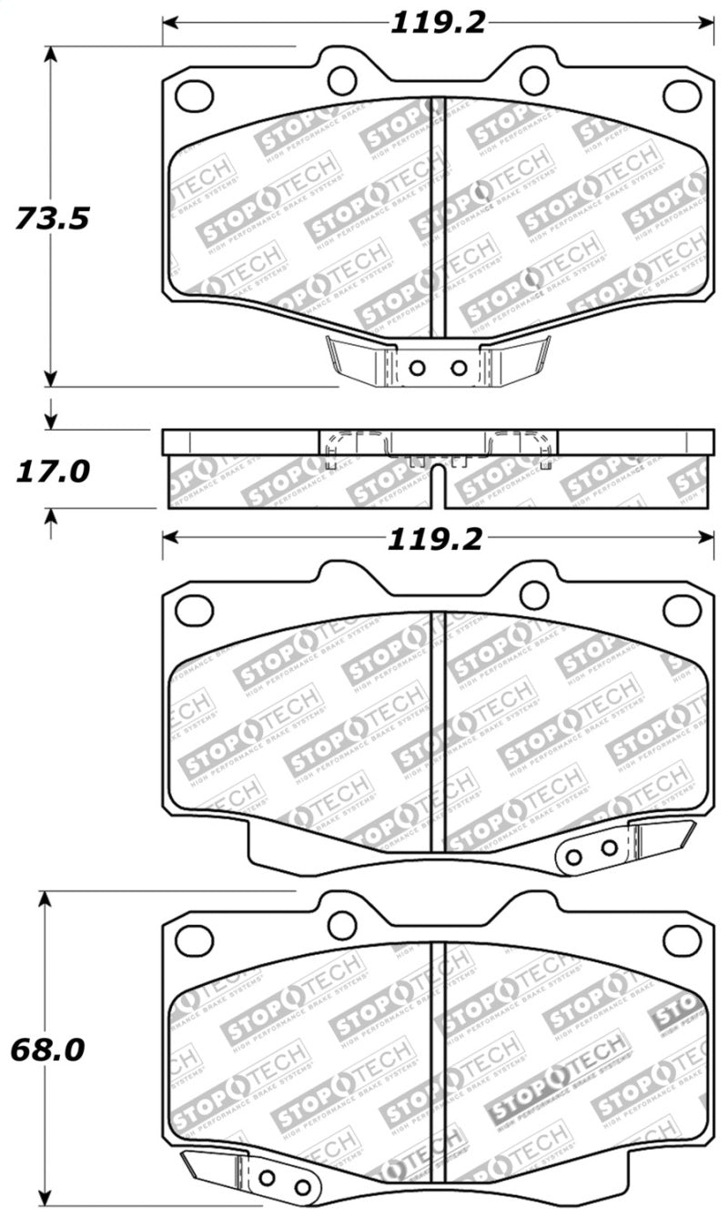 Plaquettes de frein sport StopTech avec cales et matériel - Avant