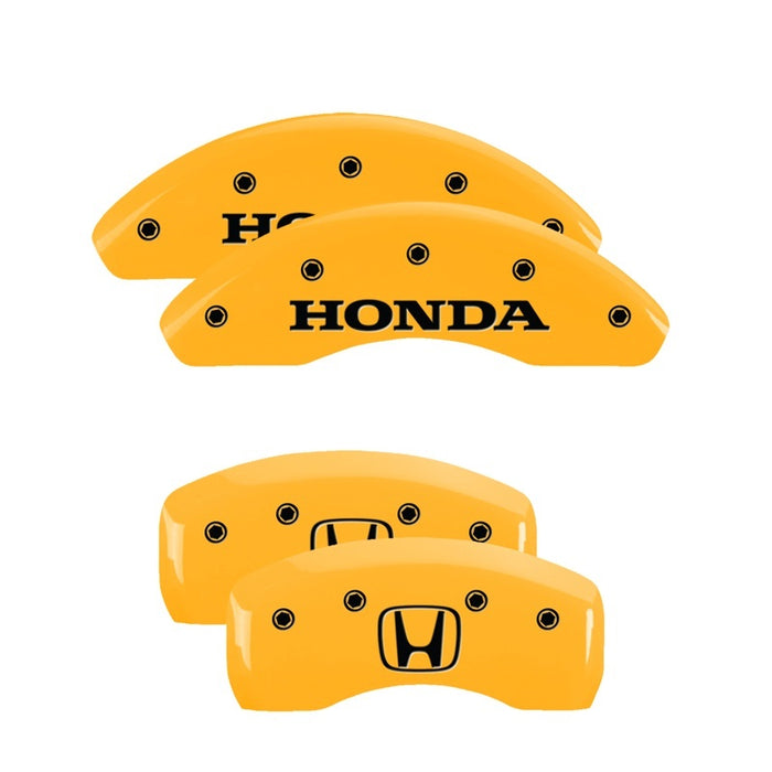 Couvre-étriers MGP 4 gravés avant Honda arrière H Logo finition jaune noir Char 2018 Honda Civic