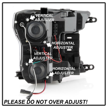 Phares Spyder 18-19 Ford F-150 Proj - Modèle halogène - Clignotant séquentiel à LED - Noir PRO-YD-FF15018-LBSEQ-BK