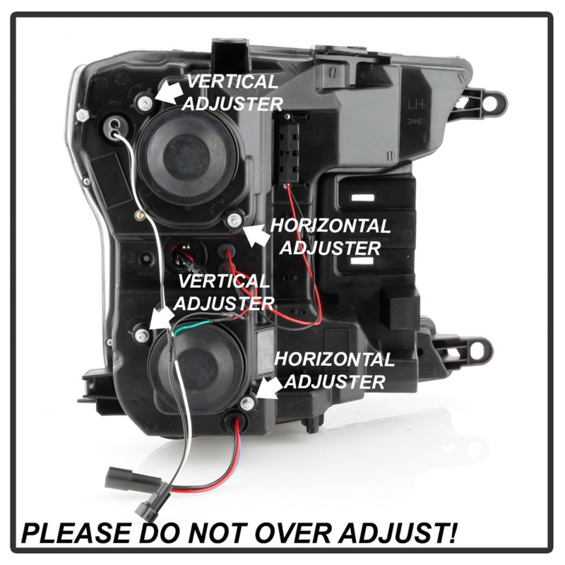 Phares Spyder 18-19 Ford F-150 Proj - Modèle halogène - Clignotant séquentiel à LED - Noir PRO-YD-FF15018-LBSEQ-BK