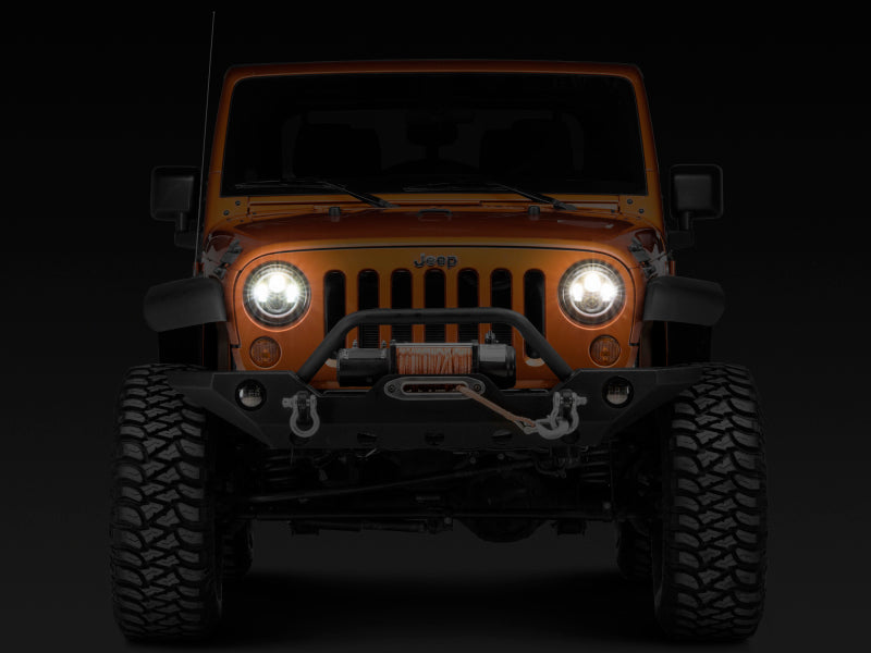 Phares axiaux à halo Raxiom 97-18 Jeep Wrangler TJ/JK avec signaux ambrés DRL - Blk Hsng (lentille transparente)