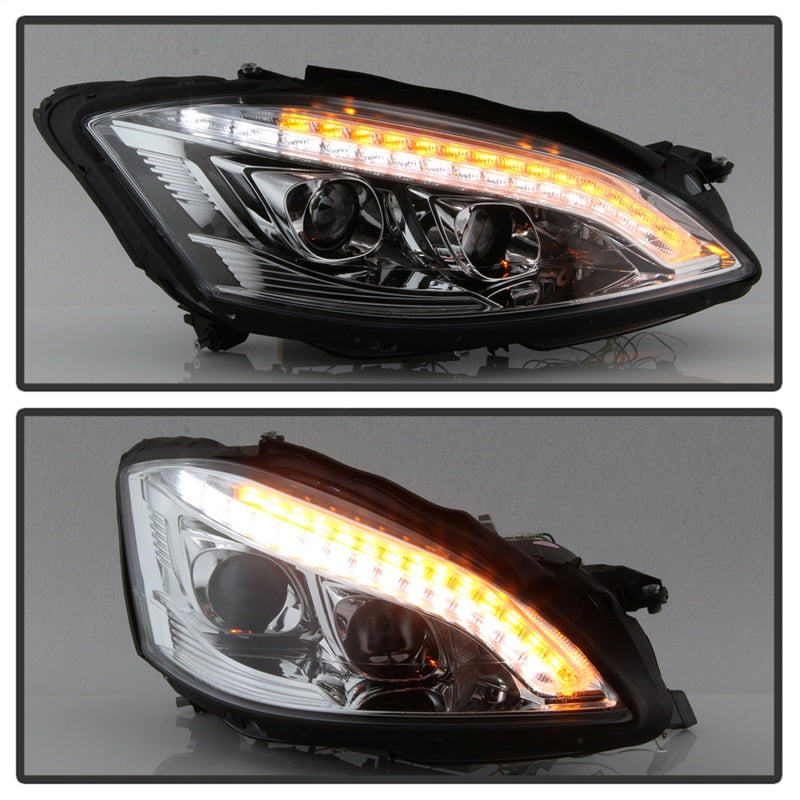 Phares Spyder Mercedes W221 Classe S 07-09 - Modèle HID uniquement - Chrome PRO-YD-MBW22107-HID-DRL-C