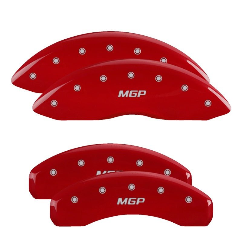 MGP 4 Caliper Covers Engraved Front & Rear MGP Red Power Coat Finish Silver Characters